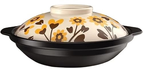HESHUYAN Casserole Home Ceramic Cookware 3.3L Crock Pot Kitchen Pots For Cooking Heat Resisting Casserole Cooker Home Clay Pot ForStew Pot Casserole Dish(2.0L)