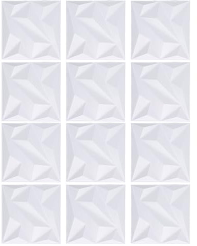 Gonetre Panneau Mural Décoratif 3D, Panneaux Texturés en PVC Blanc Mat pour Chambre à Coucher, Fond de Diffusion en Direct