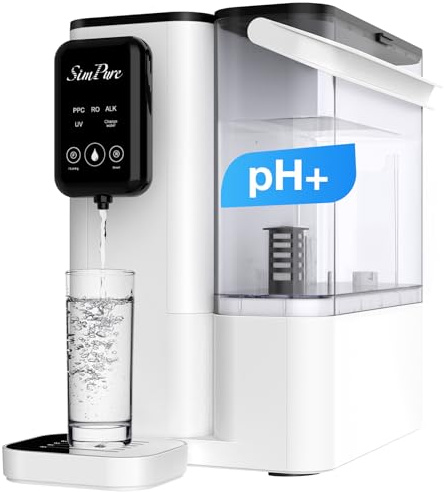 SimPure Y9A Countertop Reverse Osmosis Water Filter, Alkaline Remineralization 300 GPD 6 Stage Purification, RO Water Filtration System, Super Fast Filtering Portable Water Purifier