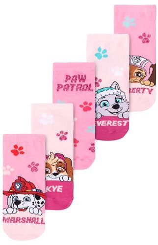 United Labels Paw Patrol Lot de 5 paires de chaussettes pour fille – Skye, Everest, Liberty & Marshall – Rose, Rose, 31-34