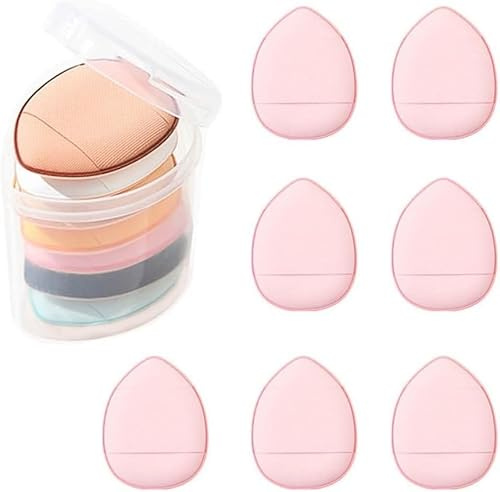 7Pcs Pink Finger Puff, Mini Makeup Sponge Puff Strap Soft Body Cosmetic Foundation Pressed Pad Concealer Eye Wet Dry Makeup Tool Makeup Blenders and Sponges Cosmetic Beauty Makeup Tools Face