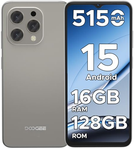 DOOGEE N55 Smartphone Android 15, 16GB+128GB/2TB TF, 90Hz 6.56 HD+ Display, Telefono Cellulare 13MP+8MP Fotocamera, Telefono 5150mAh Batterie, 4G Dual SIM/Widevine L1/Face Unlock, Naturale