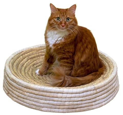 Generisch Katzenbett rund aus natürlichem Stroh - für Haustiere wie Katzen als Kratzbrett, Hunde als Körbchen, Meerschweinchen, Hamster, Kaninchen