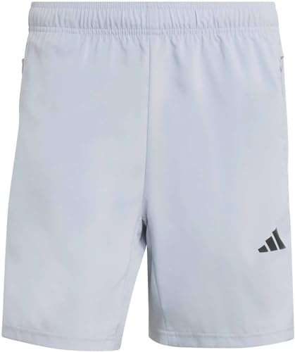 adidas Herren Workout Essentials Base 3 Stripes Woven Short 7 Inches Shorts, Halo Silver/Black, XL