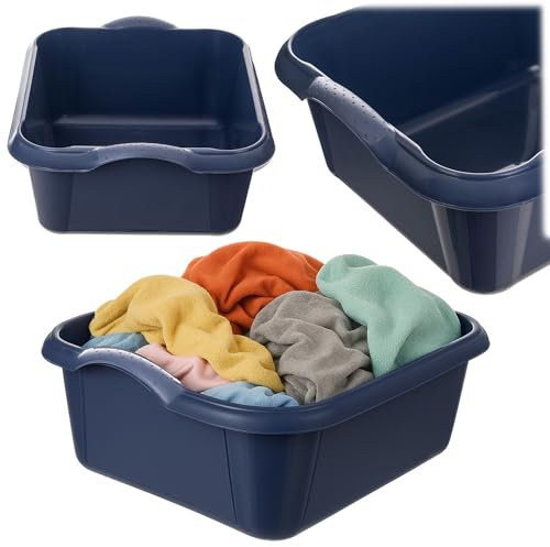 KADAX Waschschüssel 18L, Spülschüssel aus Kunststoff, rechteckige Schüssel, große Kunststoffschüssel, Plastikschüssel, Spülwanne, Plastikwanne (Dunkelblau)