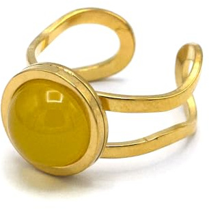 Miracles Minéraux Verstellbarer Ring aus Edelstahl und Naturstein
