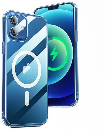 TEOPHA Magnetic Clear Case for iPhone 12/12 Pro (6.1-Inch) Compatible with MagSafe, Shockproof Anti-Scratch Phone Bumper Cover for iPhone 12/12 Pro - Clear