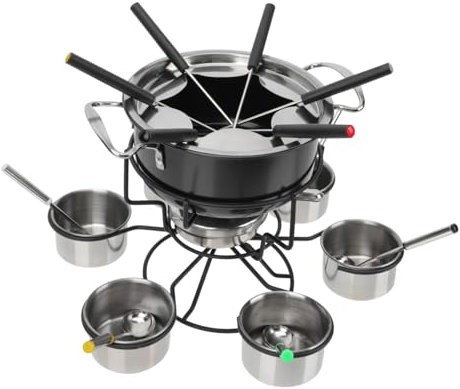 Garneck Stainless Steel Fondue Pot for Cheese Chocolate Ice Cream Portable Cookware with Ergonomic Handle High Temperature Resistant for Parties Family Gatherings