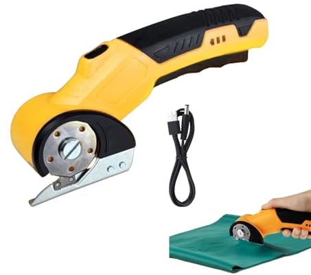 Coltello Elettrico senza Fili | 320 RPM Mini Cutter Ergonomico con Blocco di Sicurezza e Luce LED | Elettriche Rotanti Senza Fili per Moquette Pelle Cartone Officina Garage Industri