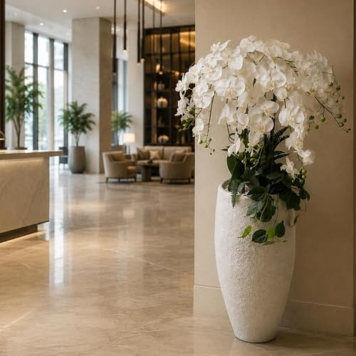 Leaf XL Commercial Artificial Plant Displays, 150cm White Orchid Display