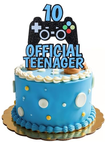 1 Stk Tortendeko Geburtstag Junge,Videospiel Torten Deko,Gaming Happy Birthday Cake Topper,10 Official Teenager HappyBirthday Kuchen Deko,10 Jahre Junge Mädchen Geburtstag,Kinder Party Dekoration