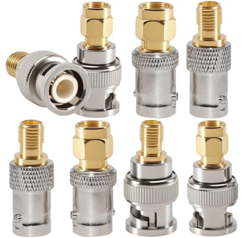 Antennenadapter Set, 8 x Antennenadapter-Kupplungen, SMA-Stecker, Buchse auf BNC-Adapter, BNC-Stecker, Buchse auf SMA-Stecker, Koaxial-Adapter-Set für HF-Antennen, Scanner, Ham- oder Handfunkgeräte