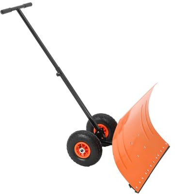 GarveeLife Ergonomischer Schneeschieber mit Rollen – 29 Zoll Stahlklinge, | 5-fach verstellbarer Winkel, rutschfeste Gummiräder, rückenschonendes Design, effizient für Einfahrten, Gehwege & Türen