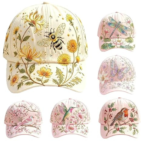 Limited Edition 2026 Garden Morning Baseball Cap, Verstellbare Baumwolle Kolibri Blumen Baseballmütze, leicht, atmungsaktiv