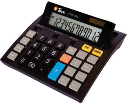 TWEN Tischrechner J-1200 12Zeichen Solar/Batterie