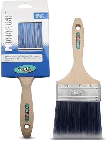 Axus Decor Pro Paint Brush (Blue Color) - 4/100mm - For All Paints, Synthetic Bristle Filaments, Beavertail Wooden Handles, Rust-Resistant Stainless Steel