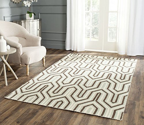 SAFAVIEH Dhurries Collection Area Rug - 5' x 8', Grey & Multi, Handmade Flat Weave Wool, Ideal for High Traffic Areas in Living Room, Bedroom (DHU622A)