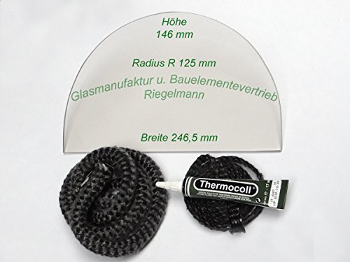 Glasmanufaktur u. Bauelementevertrieb Riegelmann Kaminglas Sichtscheibe 4 mm passend für Bullerjan 00/01 mit Dichtungsset 2