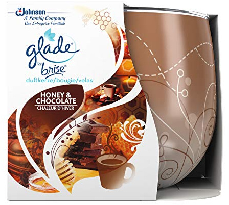 Glade (Breeze) Scented Candle up to 30 Hours Burning Time, Scented Candle in Glass, Honey & Chocolate, Pack of 2 (2 x 120 g)