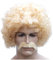 Blonde Mega Afro Perücke mit Bart Afroperücke gelockt blond Locken kurze Lockenperücke Haare