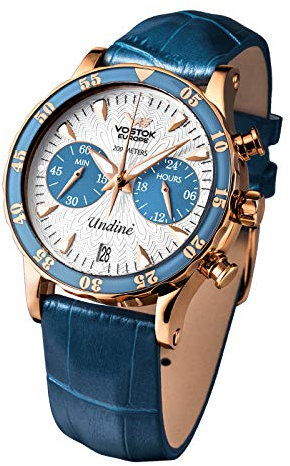 Vostok Europe Damen-Chronograph mit 3 Armbändern VK64-515B527