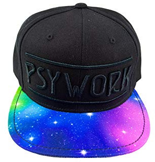 PSYWORK Schwarzlicht Black Cap Neon Psychedelic Universe, Schwarz