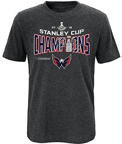 Outerstuff NHL Washington Hauptstädte Jungen Youth 2018 Stanley Tasse Locker Room Champs Tee, Jungen, 2018 Stanley Cup locker Room Champs Tee, anthrazit, Youth X-Large(18)