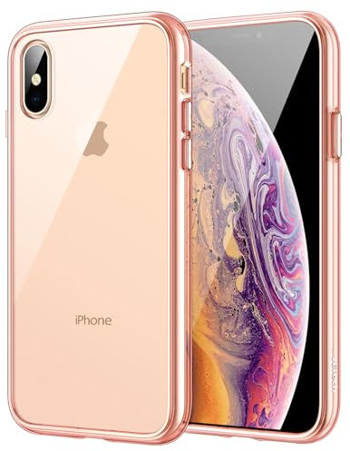 JETech Case for iPhone Xs and iPhone X, Non-Yellowing Shockproof Phone Bumper Cover, Anti-Scratch Clear Back (Rose Gold)