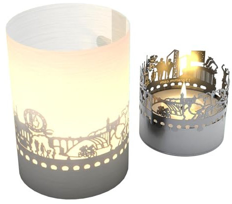 Luxemburg Skyline Tube T-Light Schattenspiel – Magische Motivkerze mit eindrucksvoller Silhouette, ideales Souvenir und Geschenk für Luxemburg Fans