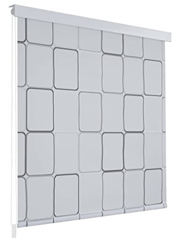 vidaXL Duschrollo 80x240cm Quadratmuster Duschvorhang Badewannenvorhang Rollo
