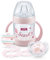 NUK Nature Sense Beach Set, 1 x Nature Sense Trinklernflasche, 1 x Freestyle Silikon-Schnuller, 1 x Schnullerkette, 6-18 Monate (Set rosa)