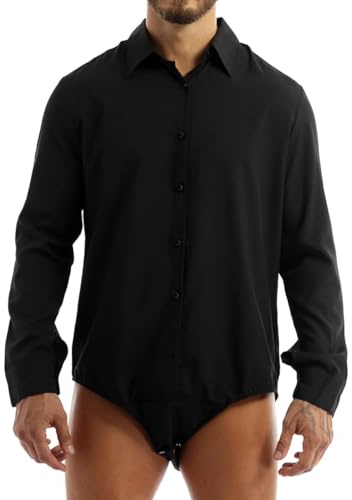 YiZYiF Camicia Body da Danza Latino Moderno Uomo Costumi da Ballo Bottoni di Base Dancewear Tango Samba Rumba Pratica Prestazione Competizione