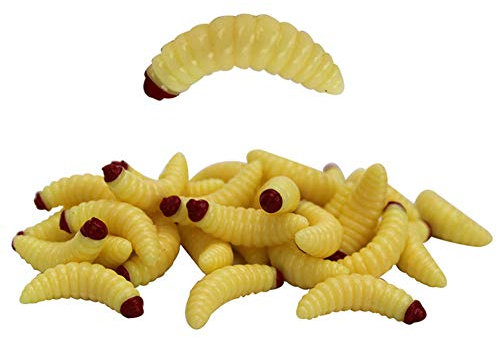 Esca da Pesca, 50Pcs Attrezzatura da Pesca con Acqua di Mare d'Acqua Dolce Verme Artificiale Esche Morbide Esche da Pesca Beige Taglia Unica