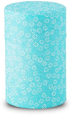 NOREN Japanisch Tee Dose 100g Traditionelles Yuzen Washi-Papier Made in Japan (kleine Sakura/Blau)