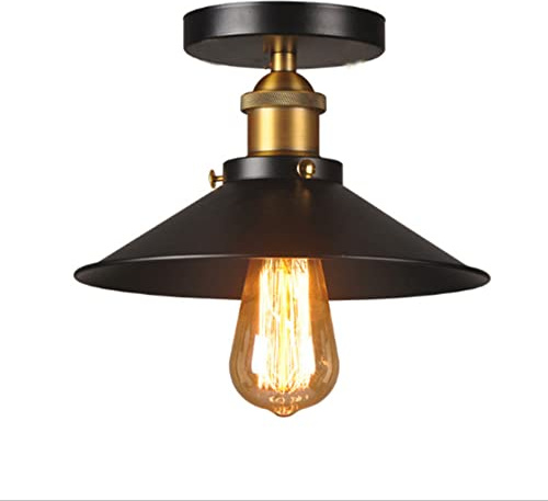 E27 Deckenbeleuchtung Vintage Metall Deckenleuchte Umbrella Eisen Regenschirm Lampenschirm Deckenlampe Retro Pendelleuchte Single Kopf Barn Light für Loft, Esszimmer, Wohnzimmer, Restaurant (ø26cm)