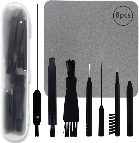 8Pcs Hearing Amplifier Cleaning Brushes,Hearing Aid Brushes Wire for Cleaning, Hearing Aid Cleaning Kits Design with Brush and Wire Cleaner for Sound Tubes,Hearing Aid Amplifier Cleaner Kit