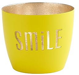 Gift Company [MM] [W] Madras, Windlicht, M, Smile, neon gelb/Gold