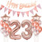 Deko 23. Geburtstag Rosegold - Luftballons, Girlande, Banner für Frauen - Dekoration Set