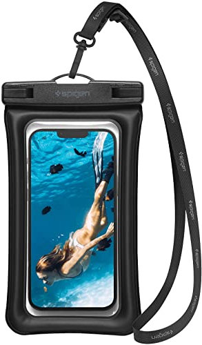 Spigen Aqua Shield Floating Waterproof Universal (Kompatibel mit Allen Geräten) IPX8 Zertifiziert Wasserdicht Floating Case Black - AMP04529