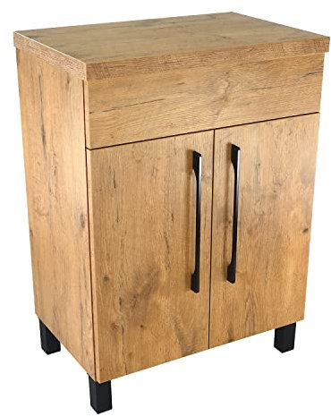 paplinskimoebel - Waschbeckenunterschrank mit Aufsatz 60 cm Breit Vittoria, Badezimmerschrank mit Arbeitsplatte, Unterschrank für Aufsatzwaschbecken, Waschtischunterschrank Holz - Eiche Lancelot