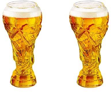 HYLOOD Lot de 2 verres à bière en verre borosilicate de 439,4 g pour la coupe du monde - Verres à bière pour toute boisson et toute occasion
