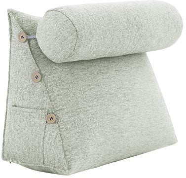 Rucener Bücherkissen Lendenkissen Keilkissen Kopfteil Gepolstert Bettkissen Rückenlehne Dreieck Rückenlehne Sofa Rückenkissen Groß Bettkissen Rückenkissen Sofa Bett Ployester Weiß 60CM