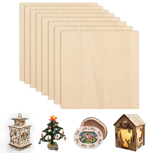 OUYZGIA 10 Stück Sperrholz 3mm Linde Blatt,holzplatten zuschnitt nach maß, 400x400x3mm, für Laserschneiden Gravur Handwerk, unfertige Holzplatten für DIY Malerei (15.7 x15.7 x1/8, 10 Stück)