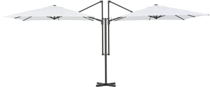 METRO Professional Sombrilla Colgante Doble, Acero/Poliéster, 2.5x2.5m (cada Sombrilla), con Manivela, Protección UV50+, Impermeable, para Terraza y Jardín, Blanco/Gris