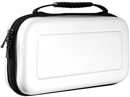 Jissta Tasche Kompatibel mit Nintendo Switch/Switch OLED Modell Zubehör, Hülle Case für Switch Konsole mit 10 Spiele-Ablagefach und Anderes Zubehör, Harte Reisetasche Tragetasche (Weiß)