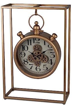 formano XXL Standuhr mit Beweglichen Zahnrädern antikgoldf. 48 cm Uhr Clock Steampunk
