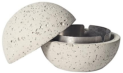 Cutfouwe Kreativer Mülleimer-Beton + Edelstahl-Φ12.5Cm X H10.8Cm -Wasserdicht/Winddicht,Weiß