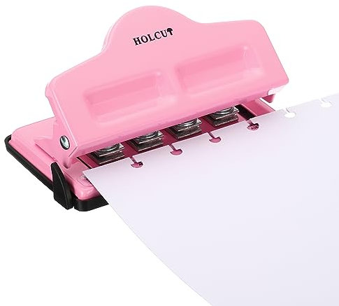 PATIKIL champignons Disque Trou Perforation, 4 Trous Papier Perforateur pour A7/A6/A5/A4/A3 Disque Relié Calendrier, Créacollage, ou Carnet, Poinçon Jusqu 5 Papiers(Rose)
