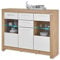 Stella Trading Balin Highboard avec éclairage LED en Aspect chêne Artisan, Blanc - Armoire de Salon Moderne avec Beaucoup d'espace de Rangement pour Votre Espace de Vie - 160 x 125 x 45 cm (L/H/P)
