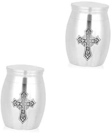 Warmhm 2stücke Mittelgroße Urne Aus Edelstahl Für Menschliche Asche Stilvolles Andenken Langlebige Bestattungsurne Tragbar Pflegeleicht Für Verstorbene Und Haustiere Silberfarben